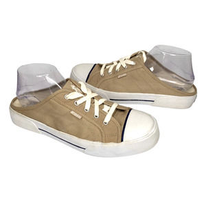 Polo Ralph Lauren Y2K Tan Slip On Lace up Sneakers Cushioned Insoles